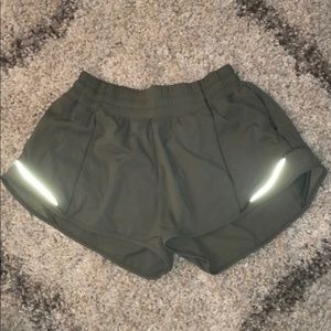Olive green Lulu Lemon running shorts